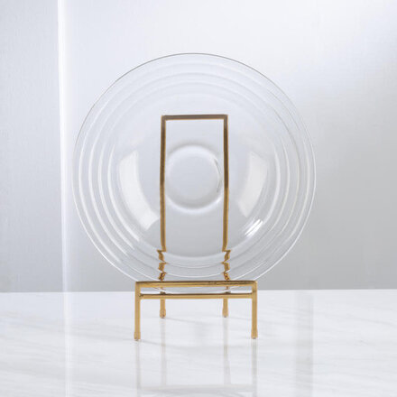 Tripar International Straight Edge Tall Platter Stand - Gold - Metal -25501