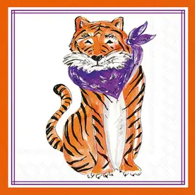 Boston International Purple Sitting Tiger HP Cocktail Napkin - C056000