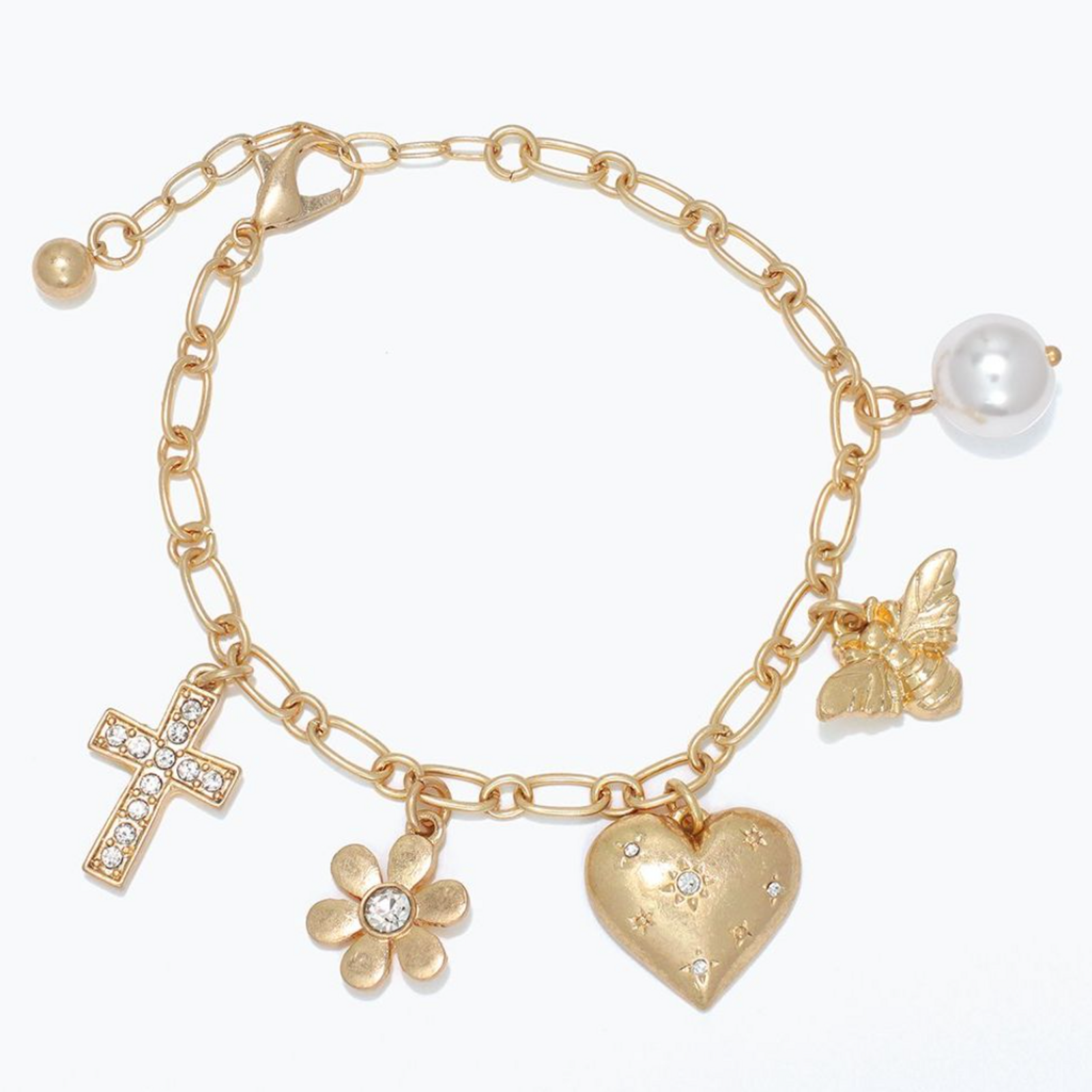 Periwinkle by Barlow Bracelet- Golden Links with Charms loading=