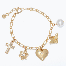 Periwinkle by Barlow Bracelet- Golden Links with Charms
