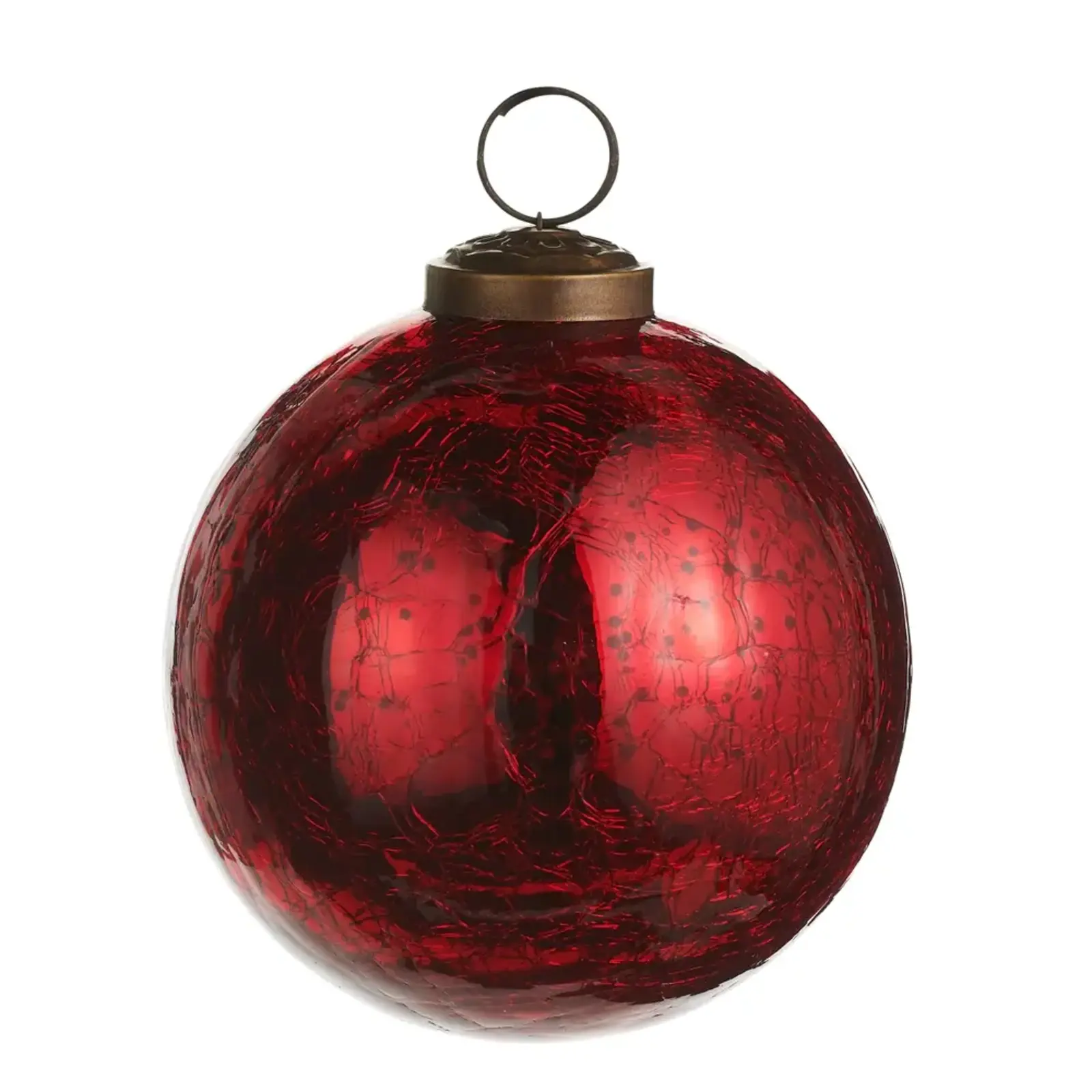 Ganz 4" Marbled Shiny Red Ball Ornament - 4638312 loading=