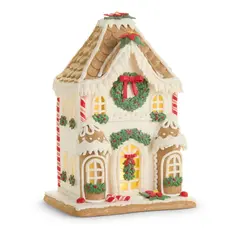 RAZ Imports Inc. 12" Poinsettia Gingerbread Manor -4616305