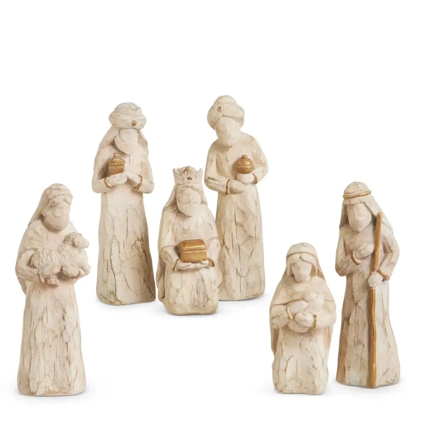 RAZ Imports Inc. 5" White Carved Nativity(6pcs)-4612176 loading=