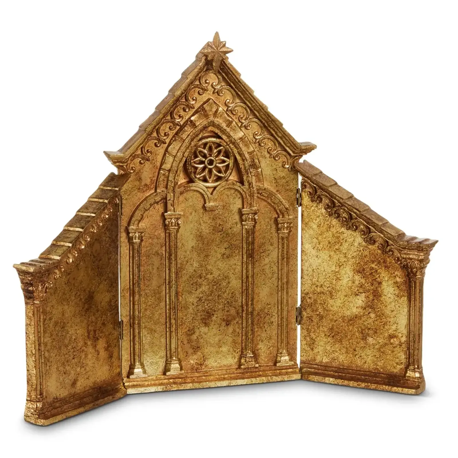 RAZ Imports Inc. 12" Gold Folding Creche-4630516 loading=