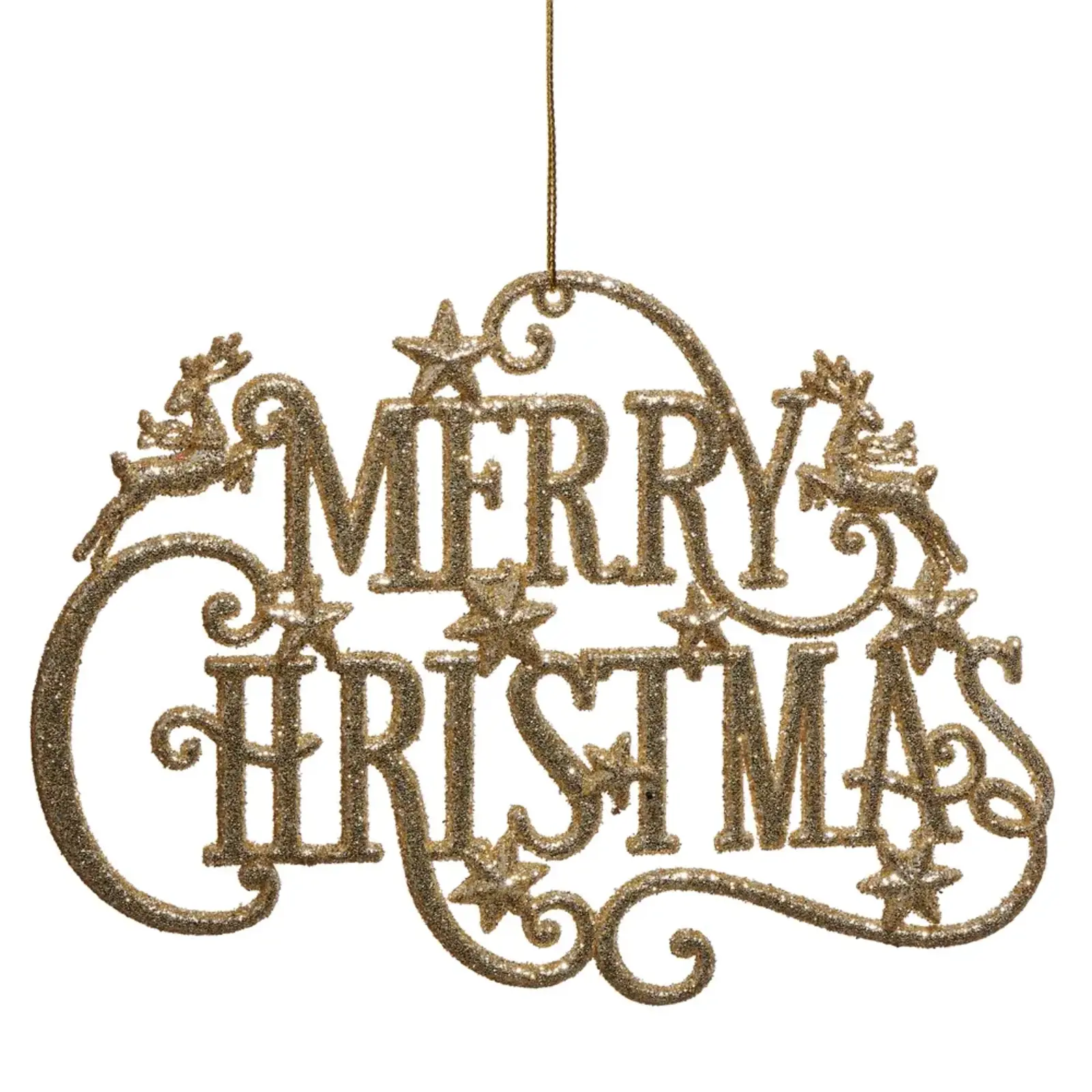 RAZ Imports Inc. 7.25" Gold Glit Merry Chris Orn-4546017 loading=