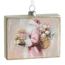RAZ Imports Inc. 4" Twi. Tidings Santa Rect. Orn. - 4625377
