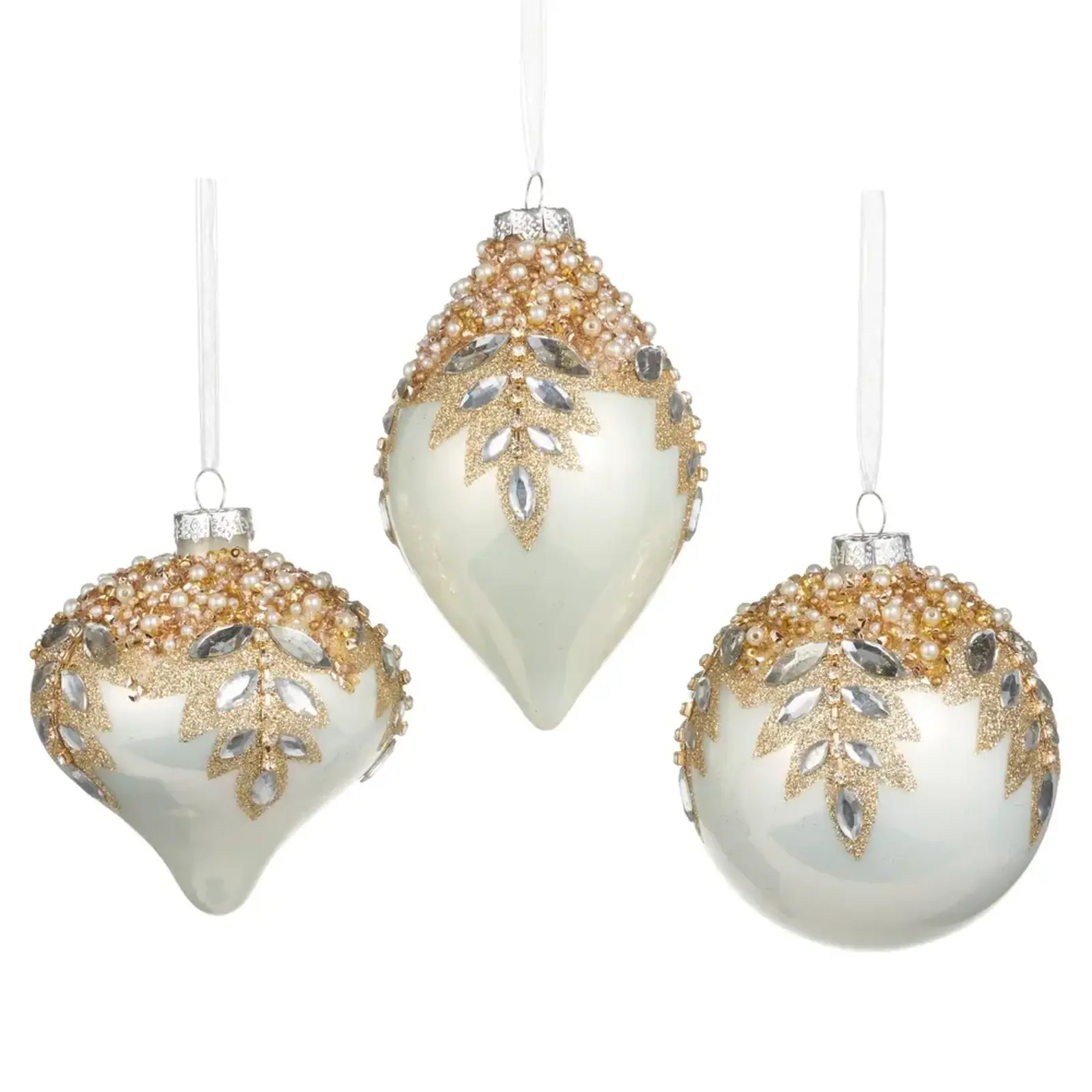 RAZ Imports Inc. 5" White Gem Orn.  - 4624651 loading=