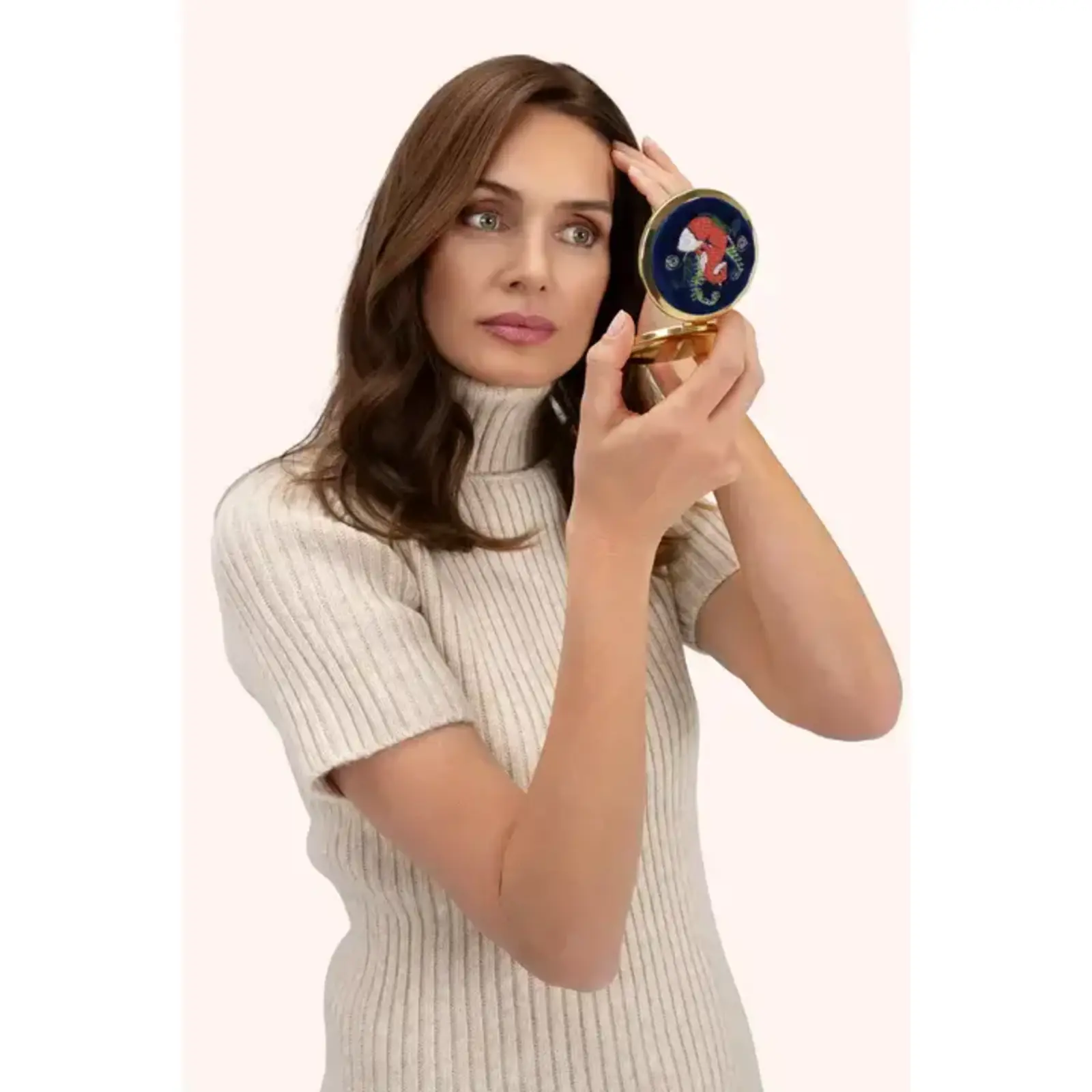 Powder Emb. Compact Mirror - Elegant Fox -EMR4 loading=