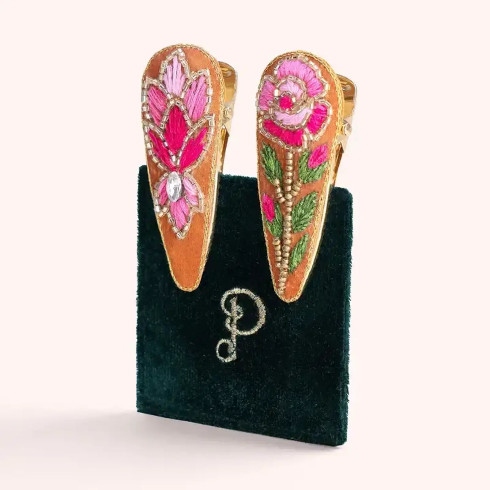 Powder Jewelled Hair Clips - Summer Roses - JEW49 loading=