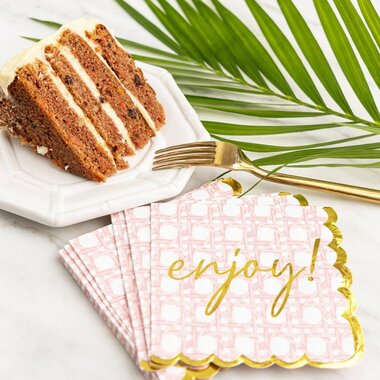 8 Oak Lane Pink Cane Beverage (Cocktail) Napkin  16 per pack  EC138PCN
