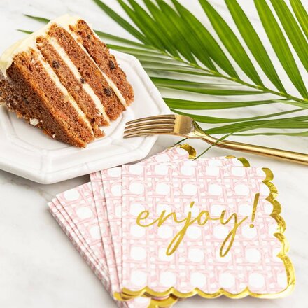 8 Oak Lane Pink Cane Beverage (Cocktail) Napkin  16 per pack  EC138PCN