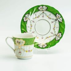 Coastline Imports Green/Gold/Swag TeaCup Saucer - (1) YA504K-GD23-4