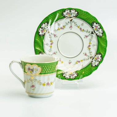 Coastline Imports Green/Gold/Swag TeaCup Saucer - (1) YA504K-GD23-4