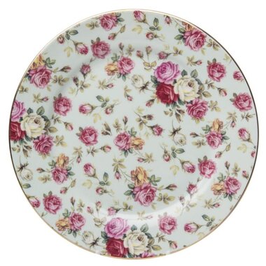 Coastline Imports Blue Cottage Rose Chintz Dessert Plate (1) -33704BL