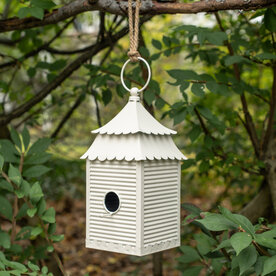 Ragon House WHITE SCALLOPED ROOF BIRDHOUSE - HY247844