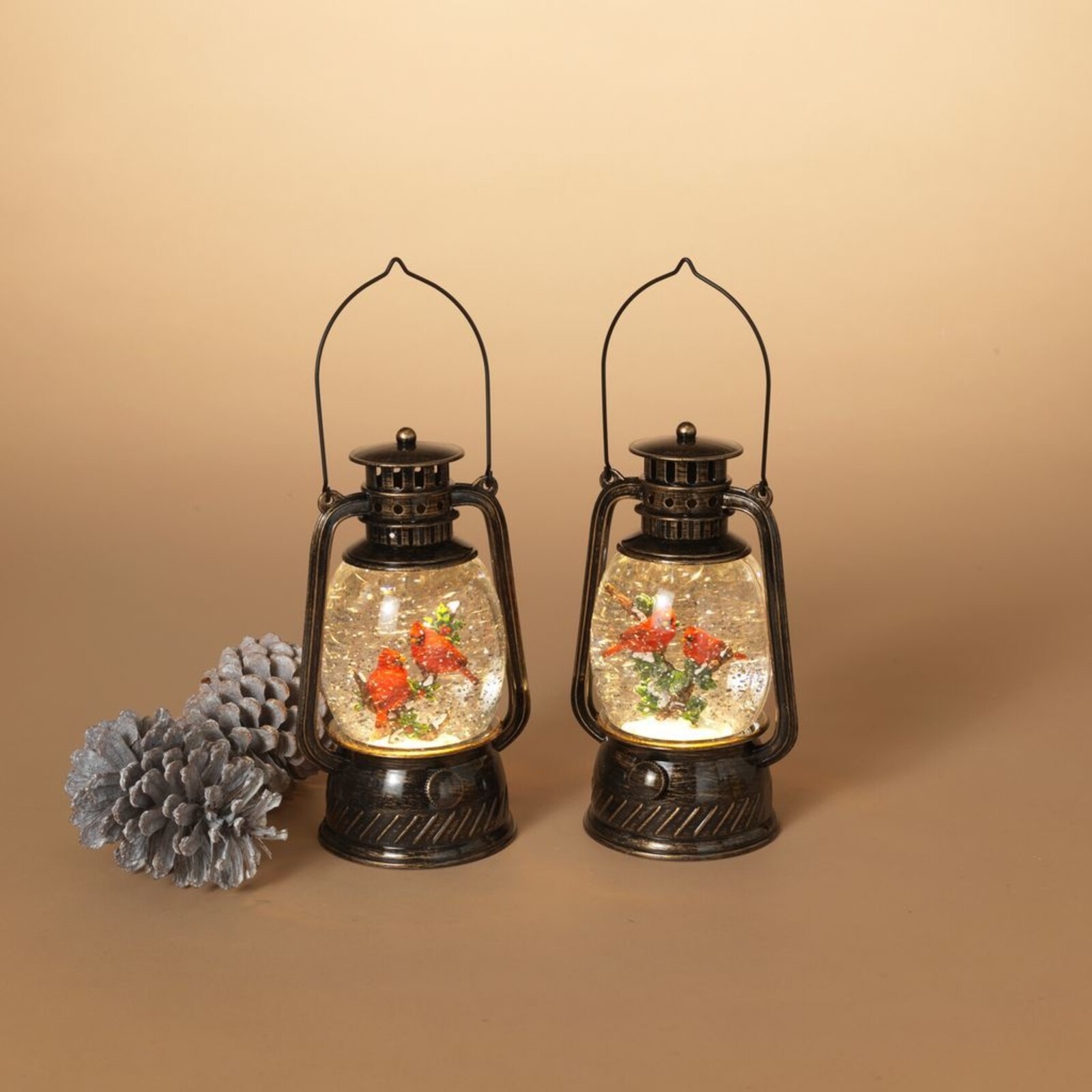 Gerson 8.5"H B/O Lightd/Spinning/Water Globe Lantern - 2548300 loading=