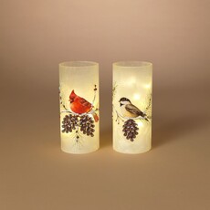 Gerson 8 7.9"H Lighted Glass Holiday Luminary/Cardinal - 2732740