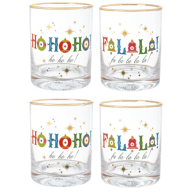 Ganz Retro Holiday Low Ball Glass (1) - Fa La La & Ho Ho Ho   MX205146