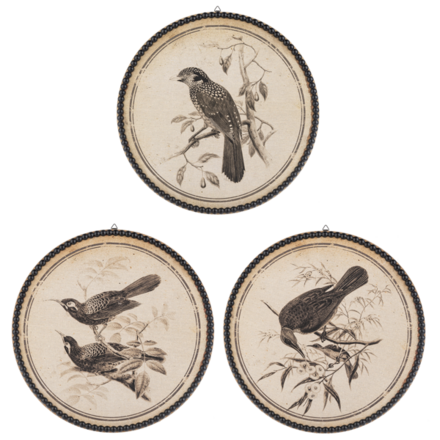 Ganz Round Bird Pen & Ink Wall Decor -CB201770