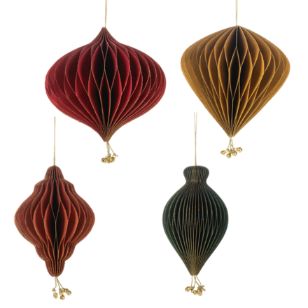 Ganz Honeycomb Drop w/Jingle Bell Ornament (1) Asst Clrs  MX196335