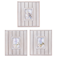 Ganz Bird w/ Floral in Shiplap Beaded Frame - CB199664