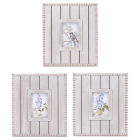 Ganz Bird w/ Floral in Shiplap Beaded Frame - CB199664