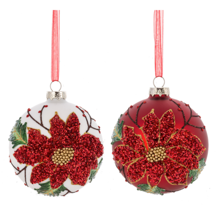 Ganz Poinsettia Ball Ornament (1)    MX197750