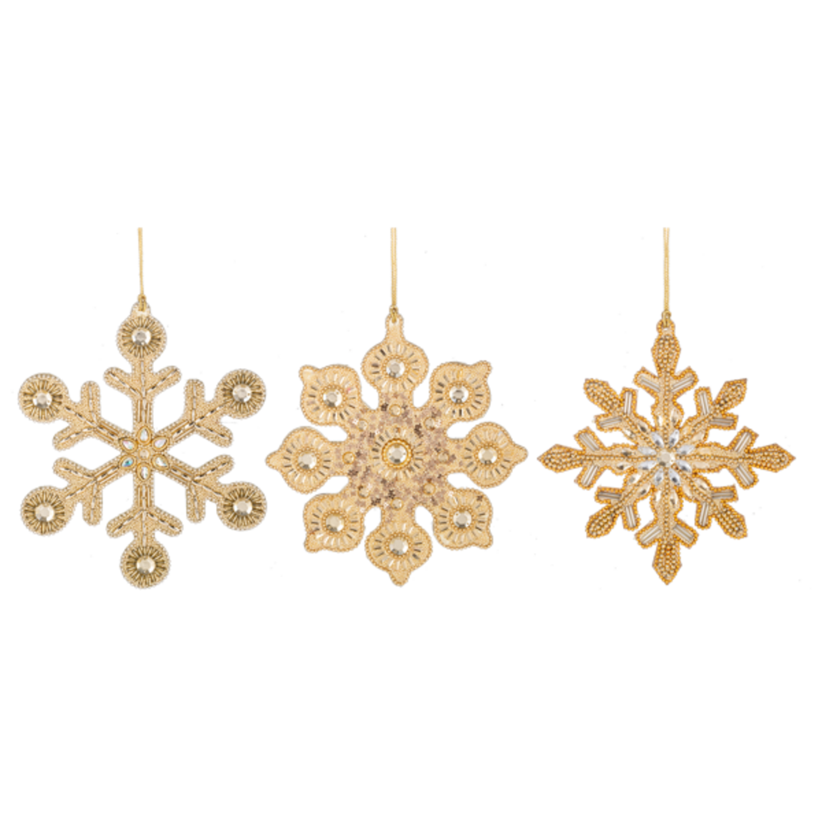 Ganz Beaded Gold Snowflake Ornament (1) MX197083 loading=