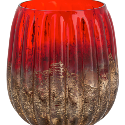 Red & Gold Swirl Votive Holder LARGE MX203560L