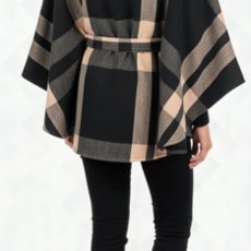 Ganz Plaid Belted Wrap  Black or Multi (1)   FWRP404