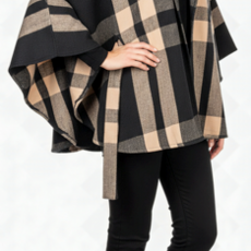Ganz Plaid Belted Wrap  Black or Multi (1)   FWRP404
