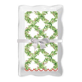 Sophistiplate Ceramic Wave Napkin Tray Guest Towel - Holly  NPKGTR-200-458