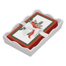 Sophistiplate Ceramic Wave Napkin Tray with Guest Towel- NPKGTR-200-429