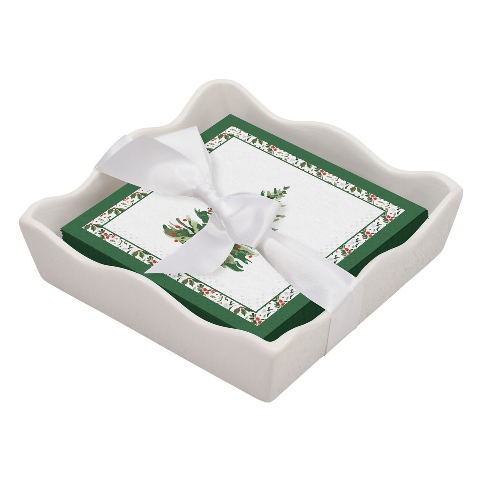 Sophistiplate Ceramic Wave Napkin Tray with Cocktail Napkin NPKCTR-200-429 loading=