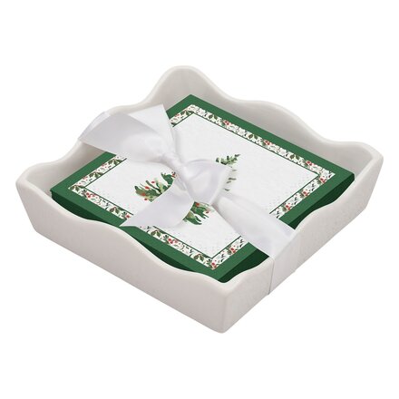Sophistiplate Ceramic Wave Napkin Tray with Cocktail Napkin NPKCTR-200-429