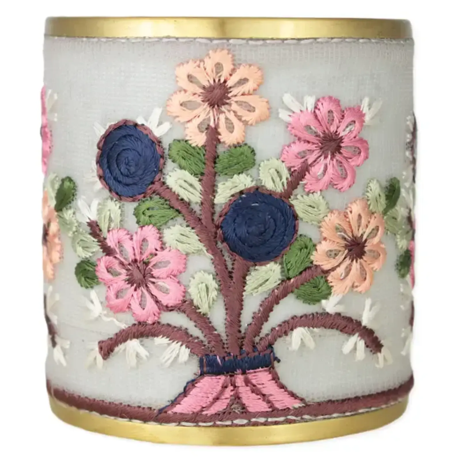 ZAD Pastel Bouquet Embroidered Floral Cuff Bracelet B3925 loading=