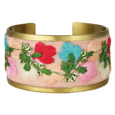 ZAD Pastel Posey Embroidered Flower Cuff Bracelet  B3927