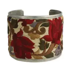 ZAD Red Flower Embroidered Elegance Cuff Bracelet B1249