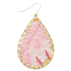 ZAD Pastel Pink Floral Embroidered Earrings  E3924