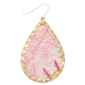 ZAD Pastel Pink Floral Embroidered Earrings  E3924