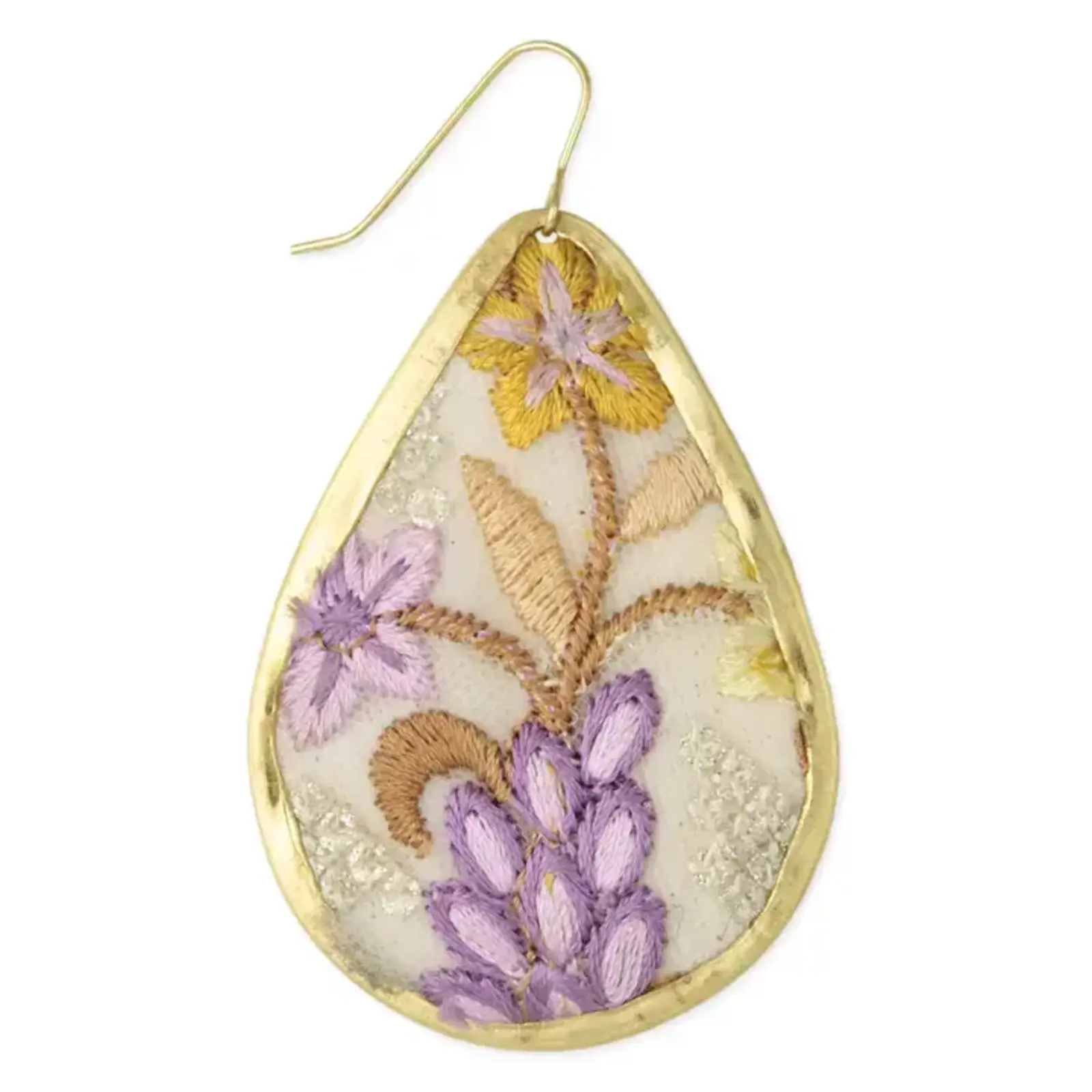 ZAD Lilac & Yellow Embroidered Gold Teardrop    E3937 loading=