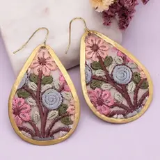 ZAD Pastel Bouquet Embroidered Floral Teardrop  E3936