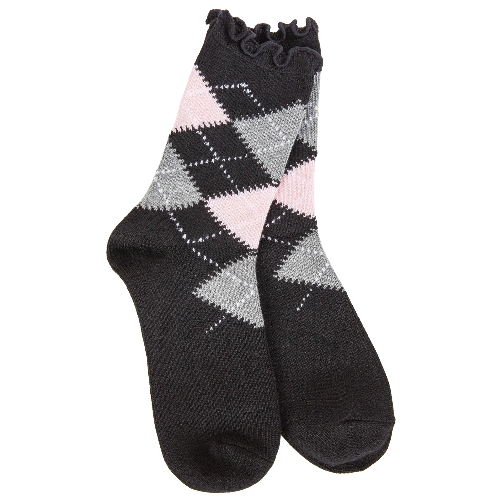 World's Softest Weekend Argyle Ruffle Mini Crew  WSRARMCR loading=