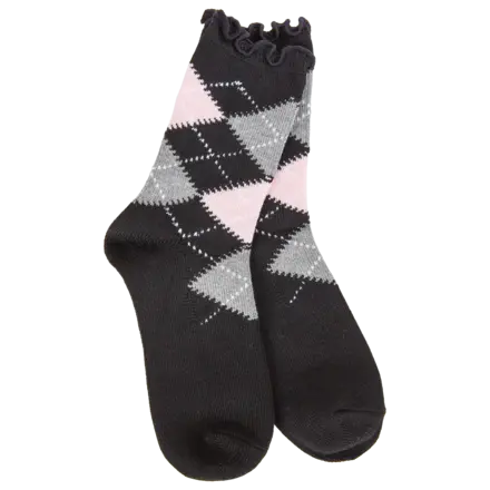 World's Softest Weekend Argyle Ruffle Mini Crew  WSRARMCR