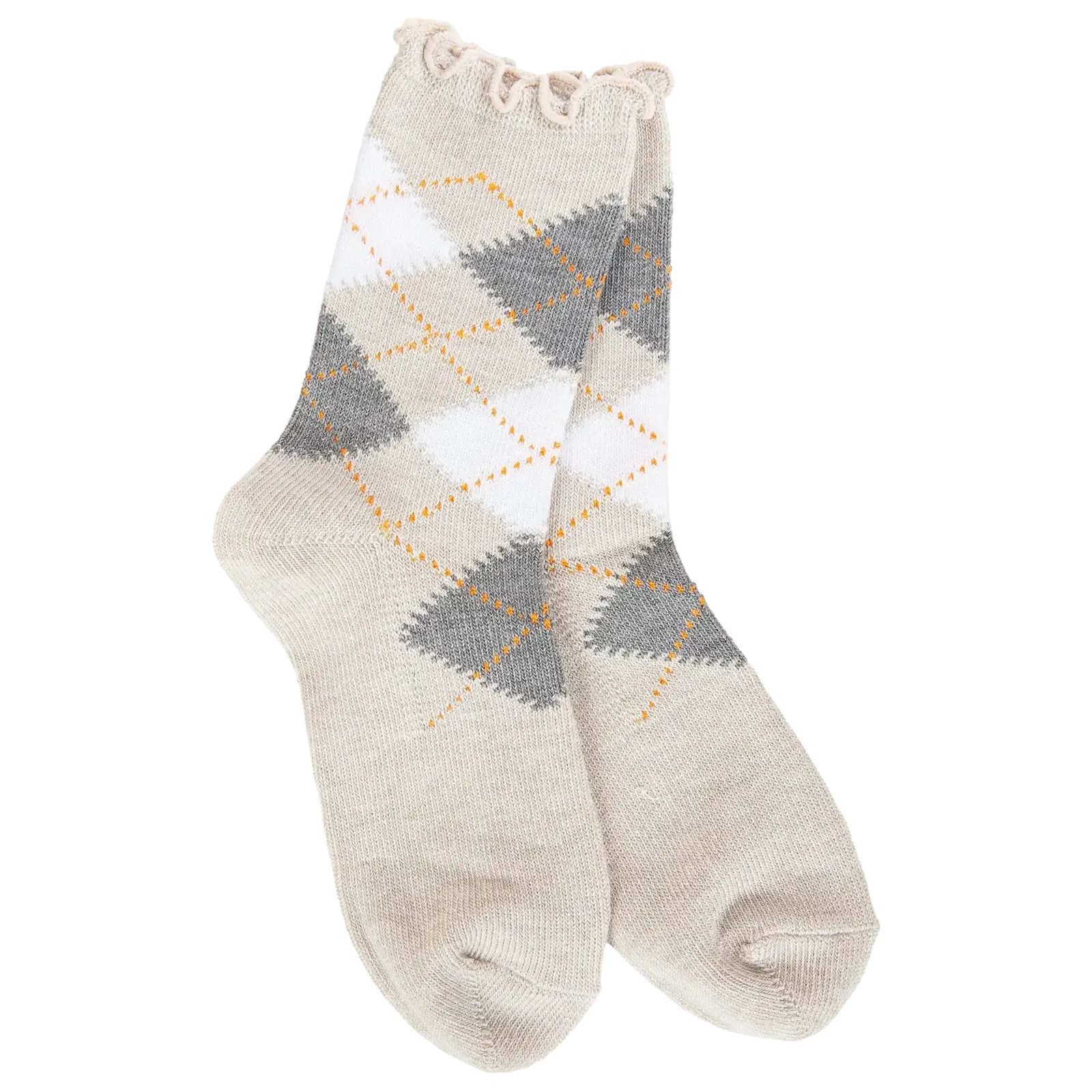World's Softest Weekend Argyle Ruffle Mini Crew  WSRARMCR loading=