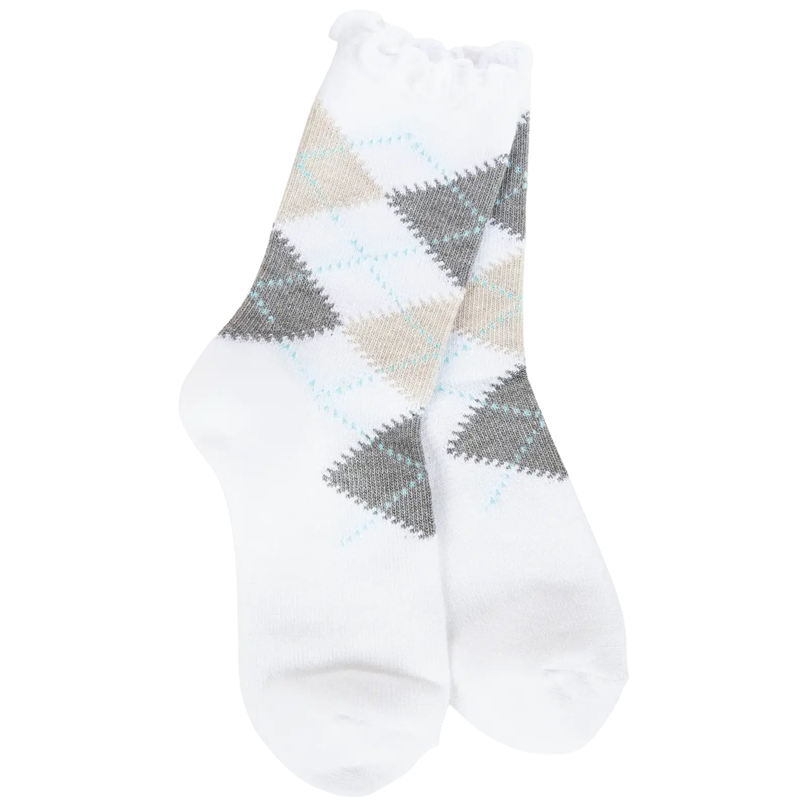 World's Softest Weekend Argyle Ruffle Mini Crew  WSRARMCR loading=