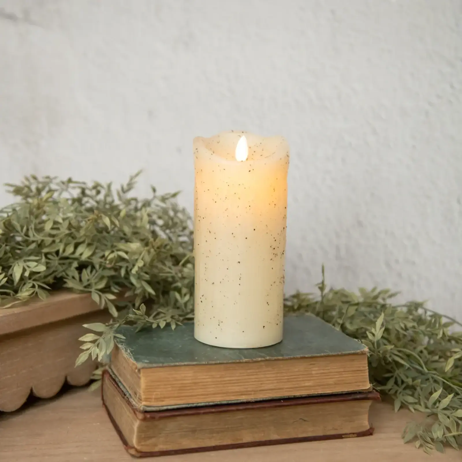Ragon House 7" Moving Flame Cream Pillar Candle - NY213029 loading=
