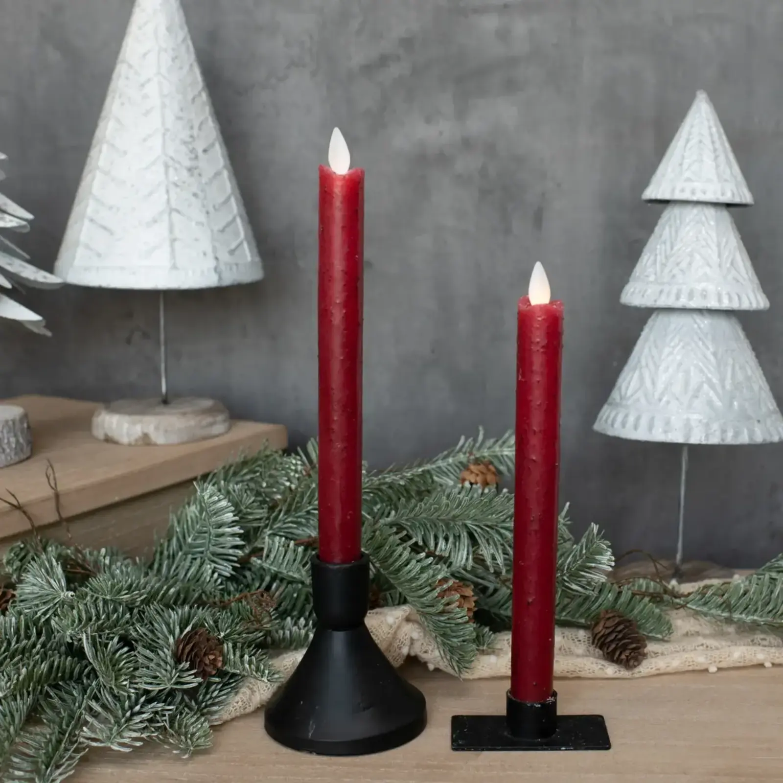 Ragon House SET/ 2 - 9.5" MOVING FLAME RED TAPER CANDLE- NY213009 loading=