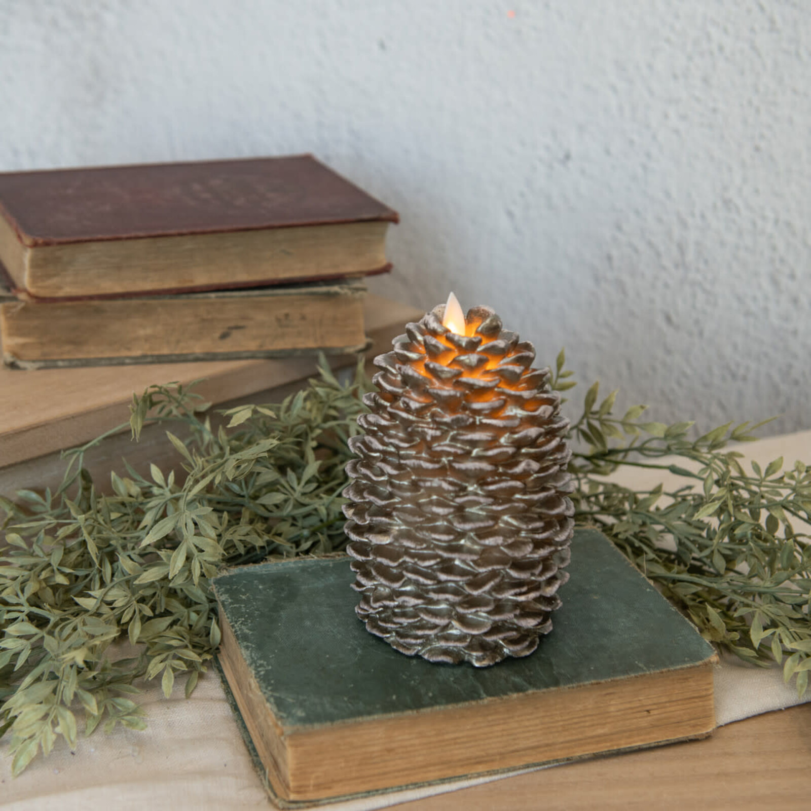 Ragon House 6" MOVING FLAME PINECONE CANDLE - NY213022 loading=