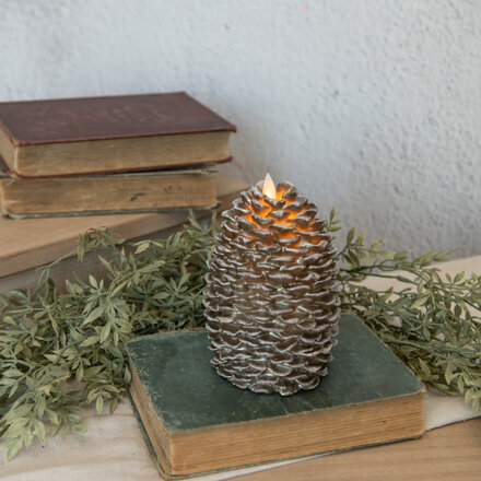 Ragon House 6" MOVING FLAME PINECONE CANDLE - NY213022